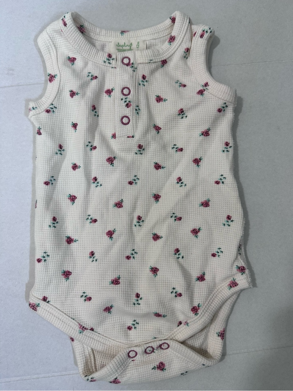 SAPLING Floral Waffle Tank Bodysuit 6-12 Months